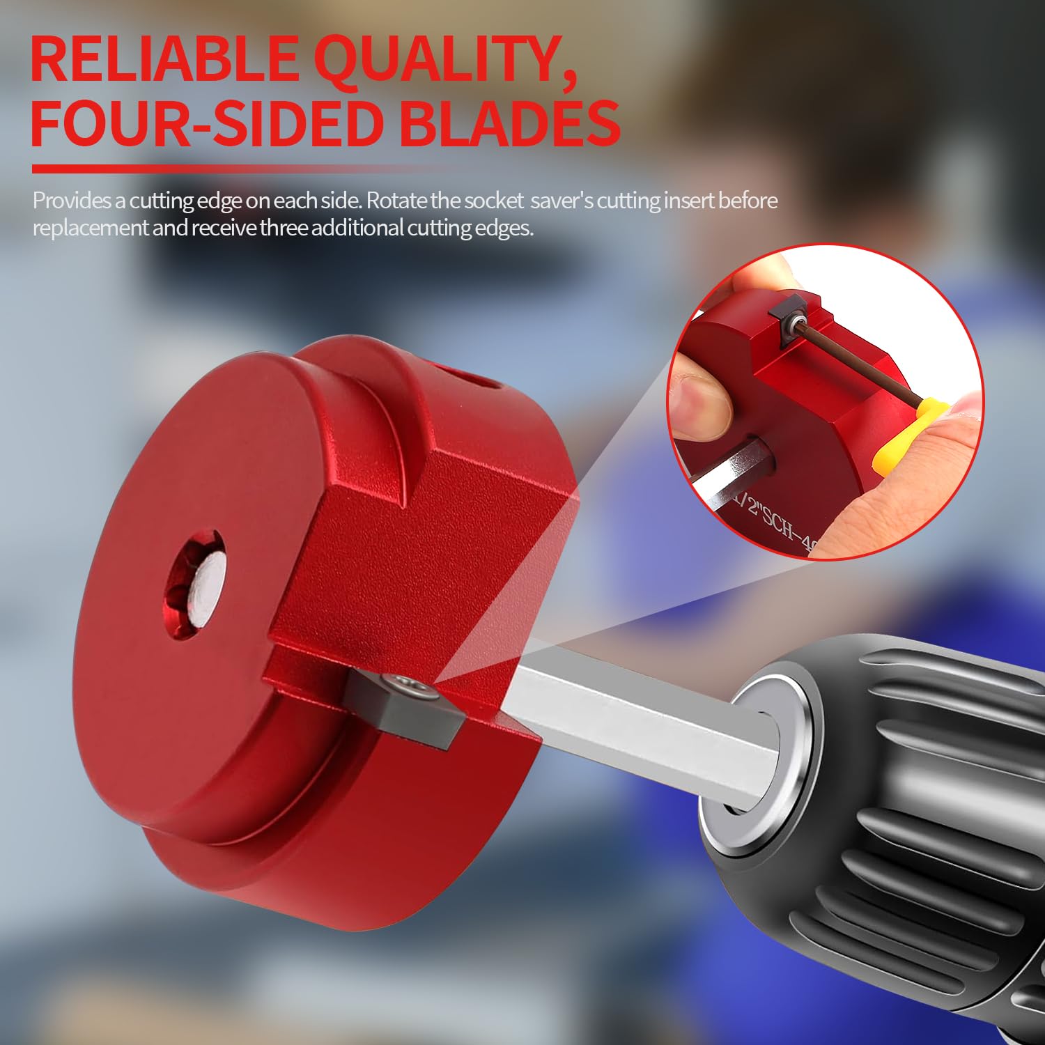 9 PCS PVC Pipe Reamer Kit, Fitting Saver Contains 1/2",3/4'', 1'',1-1/4",1-1/2'',2'', 2-1/2", 3'', 4'' Head Reamers, Plumbing Tools for Standard 1/2" Drills,Suit for PVC,CPVC, PP, PE and ABS Pipes