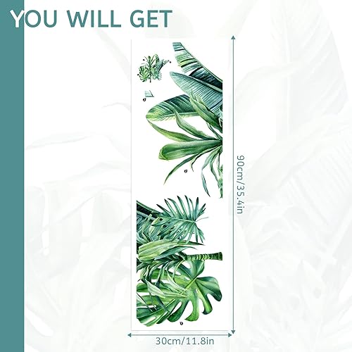 Miniatura 7 de Calcomanías de pared de hojas de palmera de selva tropical, hojas de plátano y monstera, calcomanías de vinilo para despegar y pegar, calcomanías de