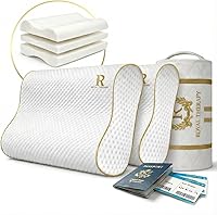 Vista 20 de Royal Therapy Almohada cervical de espuma viscoelástica de viaje – Almohada de contorno para dolor de cuello y hombros
