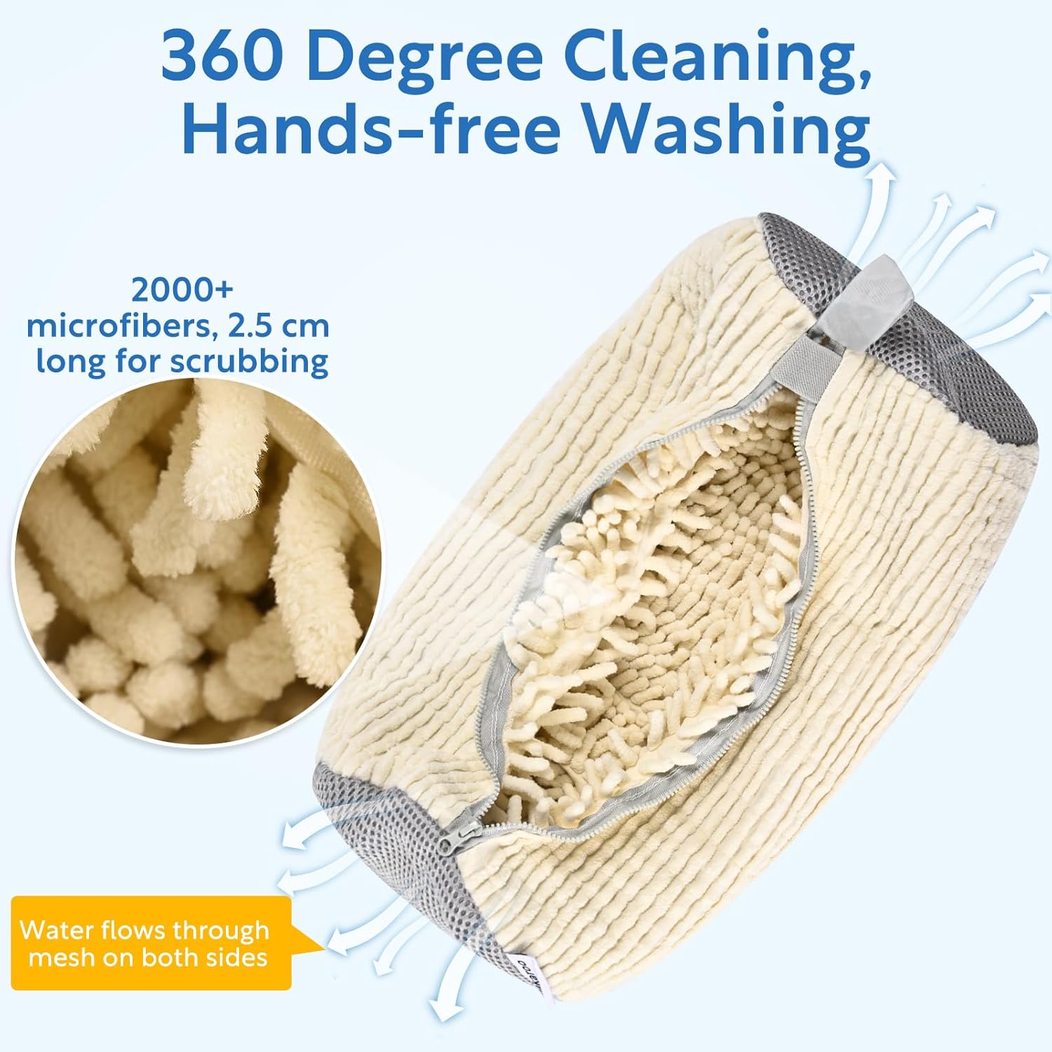 Shoe Bag for Washing Machine, Sneaker Cleaning Bag 2 PCS Set Pearl White, Fluffy Fiber Inside, Large Size Shoe Washing Machine Bag, 360 Laundry Bag for Tennis Gym Running Trainers Hiking