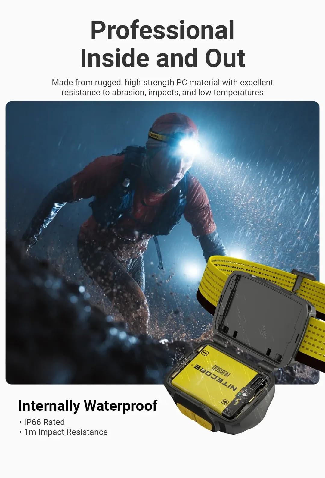 Nitecore UT27 MCT - Linterna frontal LED de carga USB-C blanca de 800 lúmenes