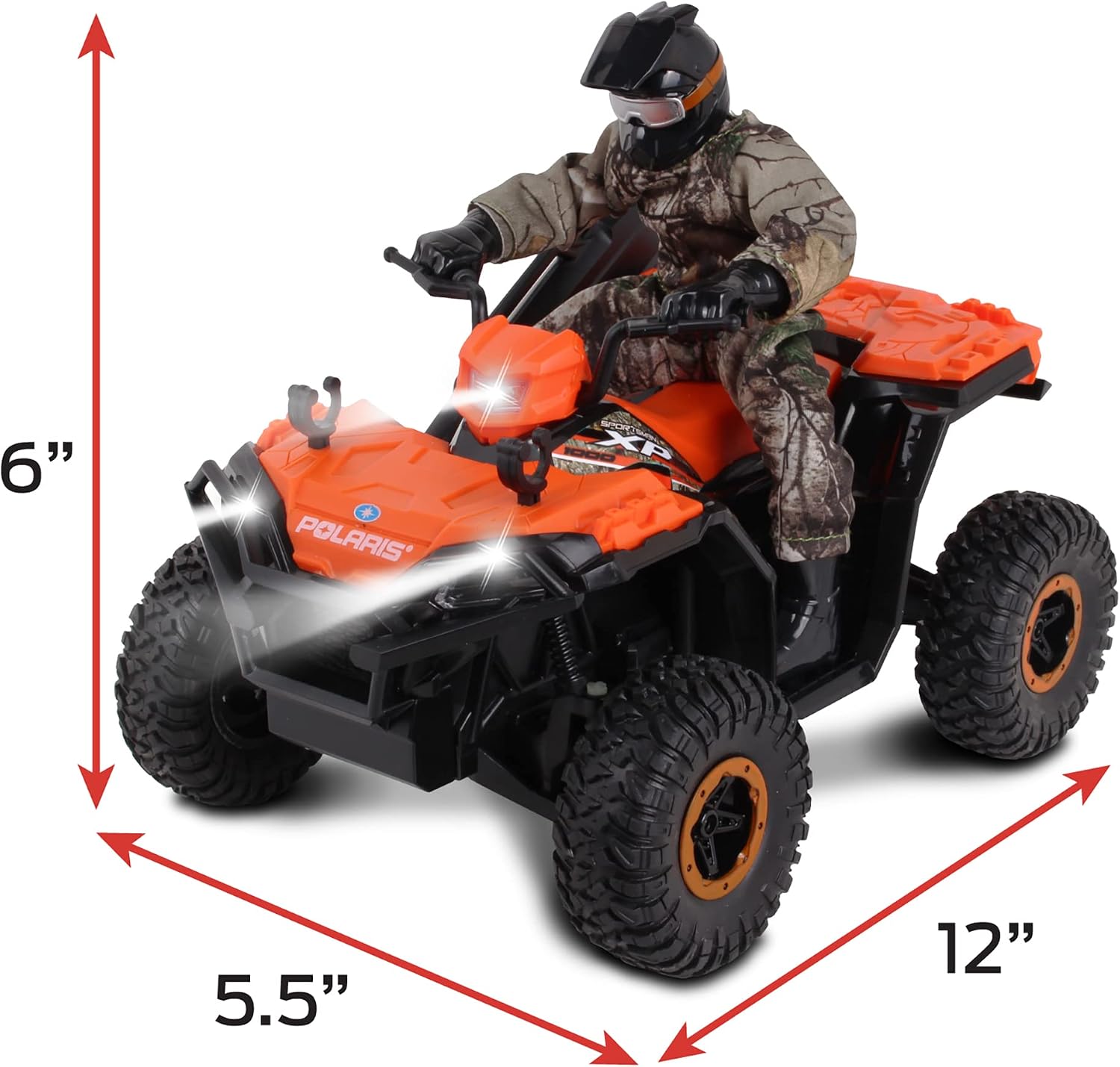 NKOK Realtree 1:8 Scale Radio Control Polaris Sportsman XP - #81433, with Turbo Boost & Rider, 2.4 GHz RC, Realtree Edge Camouflage, Officially Licensed, Ages 6+