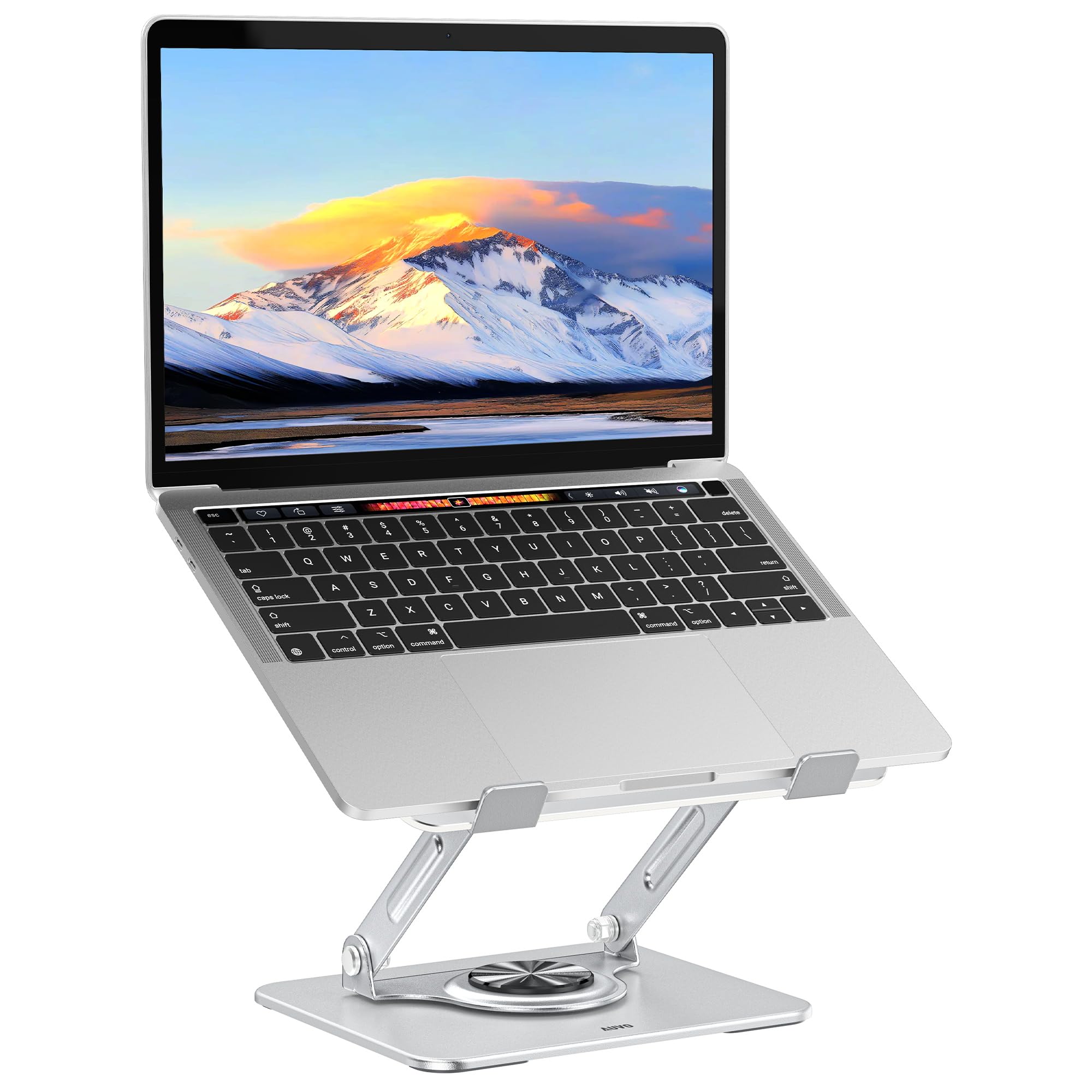 Auvo ALS03 Laptop Stand, Adjustable Computer Stand with 360° Rotating Base, Ergonomic Laptop Riser for Desk, Fits 11-14 inch Laptops, Silver