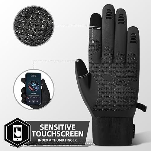 Miniatura 2 de Guantes de deportes de invierno, ciclismo térmico para hombres y mujeres, esquí, senderismo, conducción, negro, pantalla táctil, impermeables,
