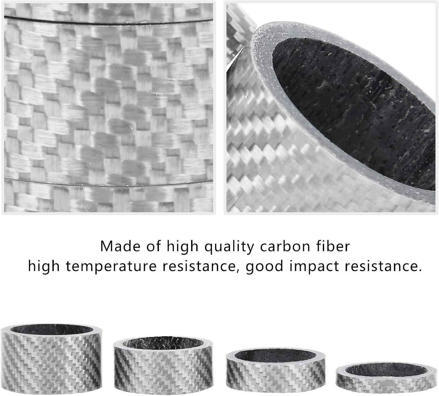 Bike Carbon Fiber Headset Spacer, 2 Set Carbon Fiber 5/10/15/20mm Bicycle Headset Front Fork Spacer Stem Bike Washer for Mountain Bike, Road Bike