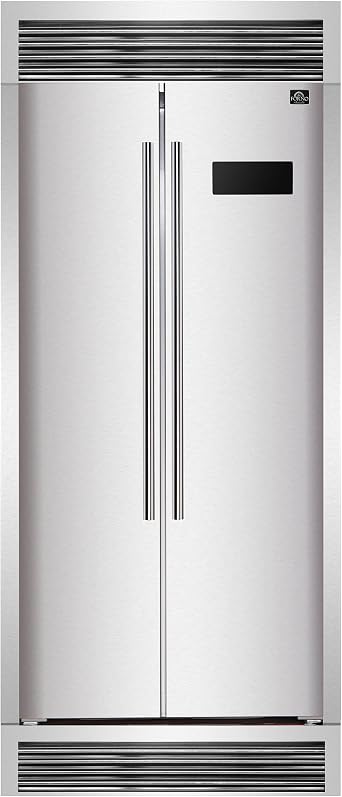 Forno Salerno 37-inch French Door Refrigerator - 15.6 Cu.Ft. Stainless Steel with LED Touch Control, w/Trim, Fast Cool, Fast Freeze & Spill-Proof Shelves
