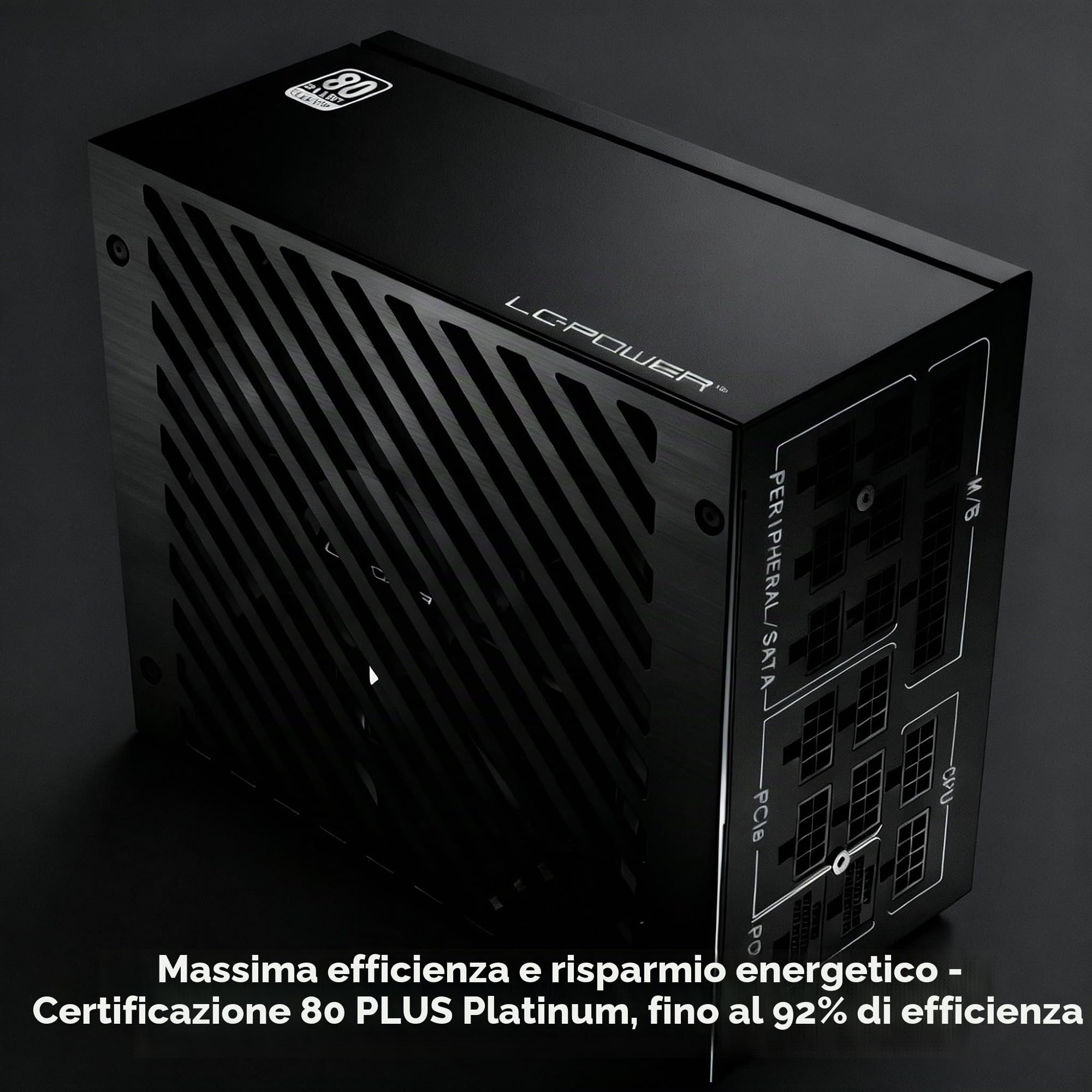LC-POWER Alimentatore PC Modulare 1200W 80 PLUS Platinum, ATX 3.1, 135mm Ventola Silenziosa, 10 Anni Garanzia (LC1200P2 V3.1)