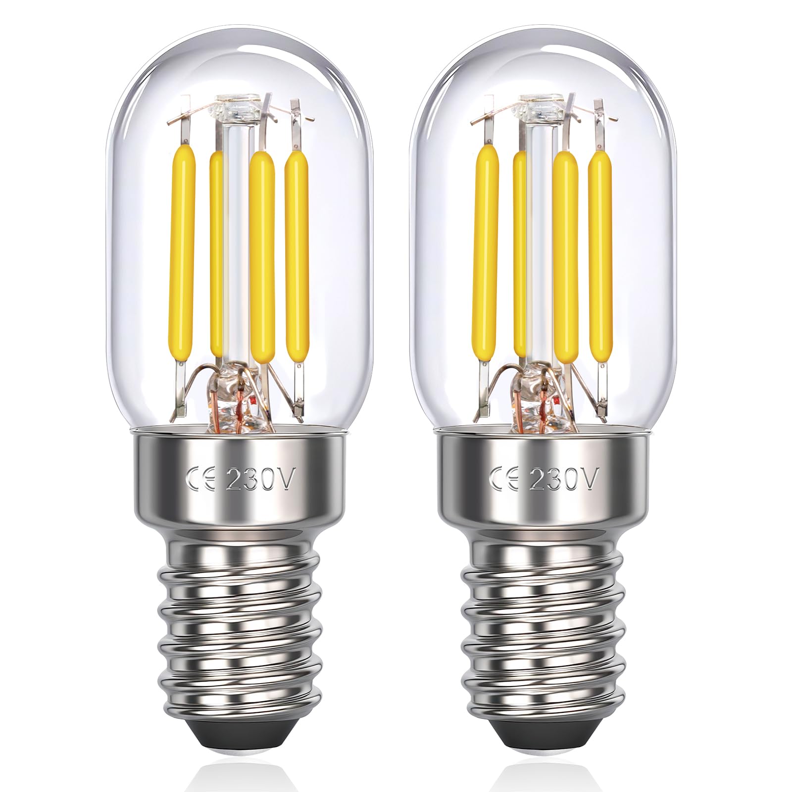 Akynite T22 E14 LED Fridge Bulbs Cool White 6000K, 300LM, AC 230V, SES Pygmy Bulbs E14 3W LED Replacement for Refrigerator Bulb 25W, Small Screw E14 Cooker Hood Light Bulbs, Pack of 2 [Energy Class F]