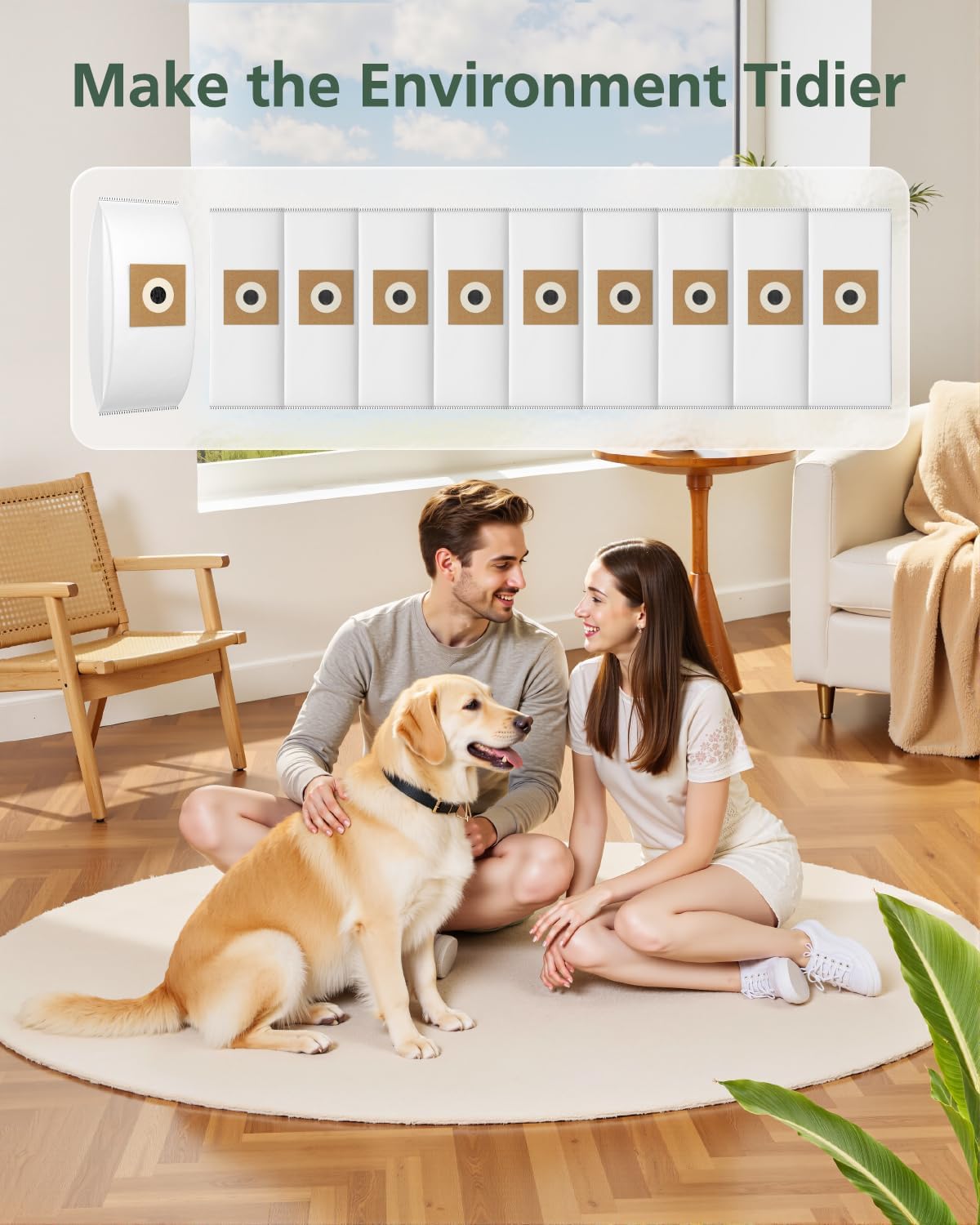 Type Y Carbon Vacuum Bags Replacement Compatible with Hoover WindTunnel Upright Style Y, Z, YZ Vacuum Cleaners, Part # AH10040, 902419001, 4010100Y, 4010801Y, 10 Pack