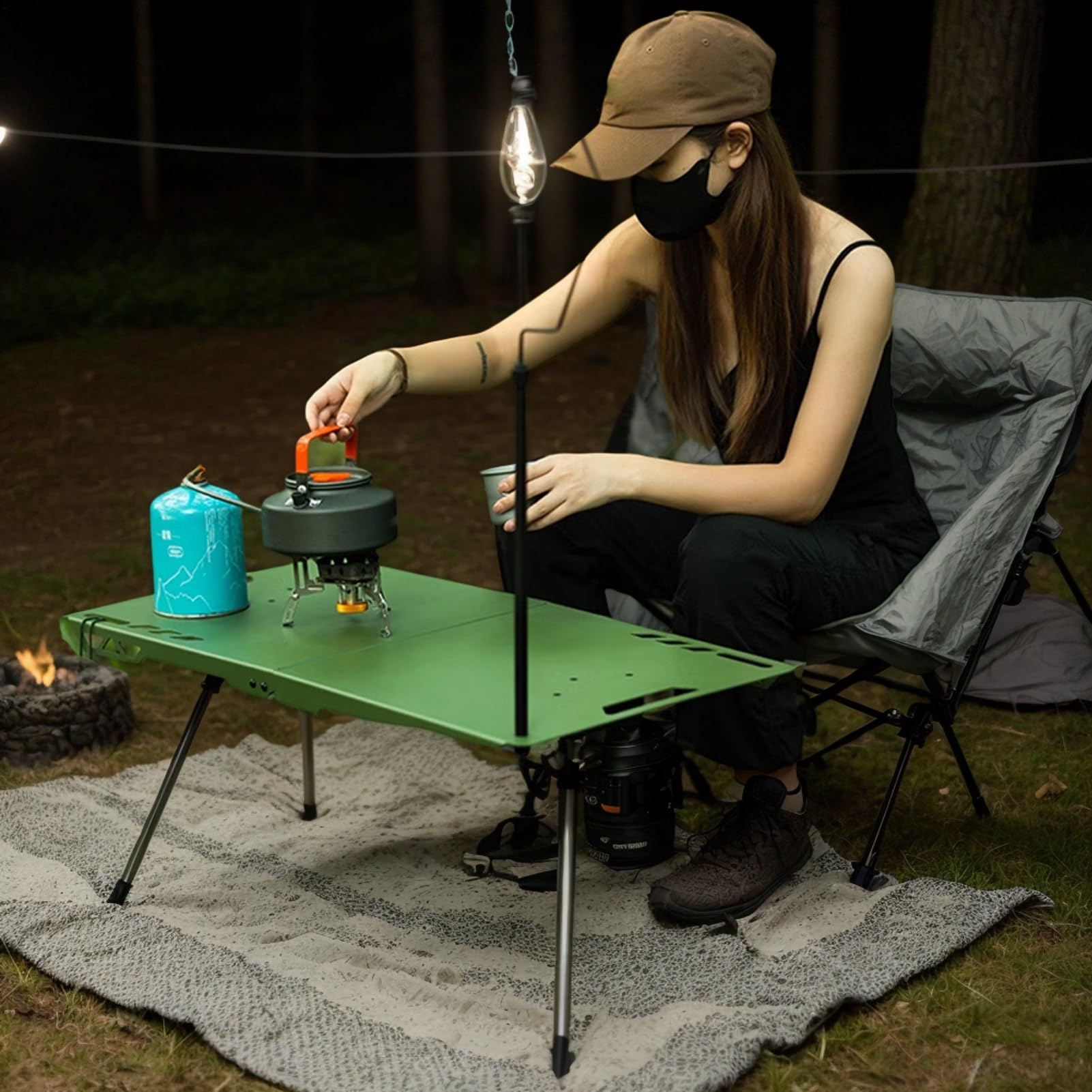 Mały przenośny stolik - Stolik składany z regulowaną wysokością,stół piknikowy,na Zewnątrz, na Patio, Podwórko, Balkon, do Ogrodu, Tailgating, do Kampera, Wycieczki