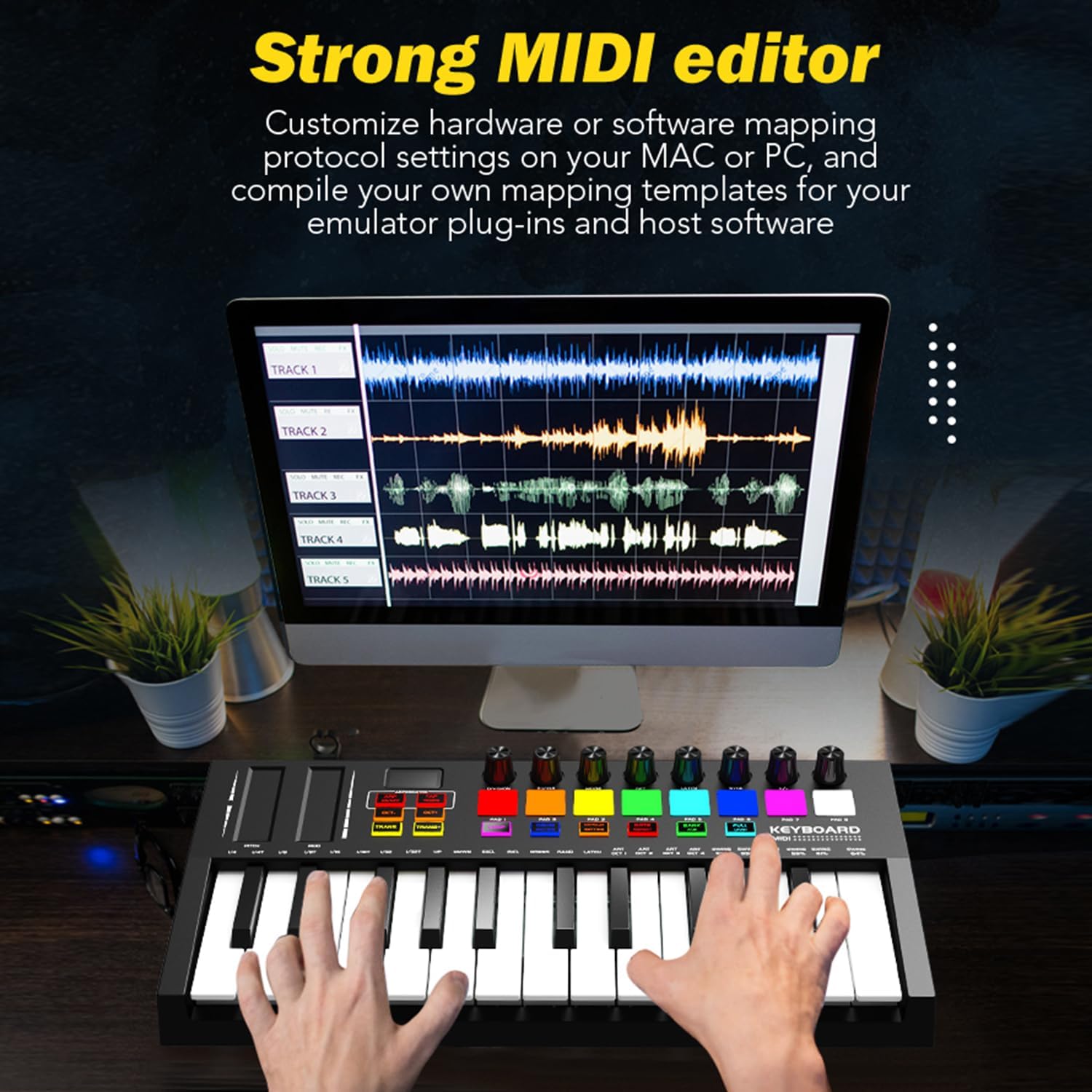 MIDI keyboard Professional audio MIDI Controller Intelligent portable arrangement percussion pad keyboard