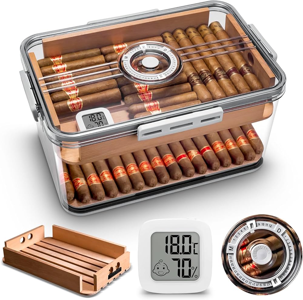 Amazon.com: CIGARLOONG Cigar Humidor Large Accommodate 100 Cigars