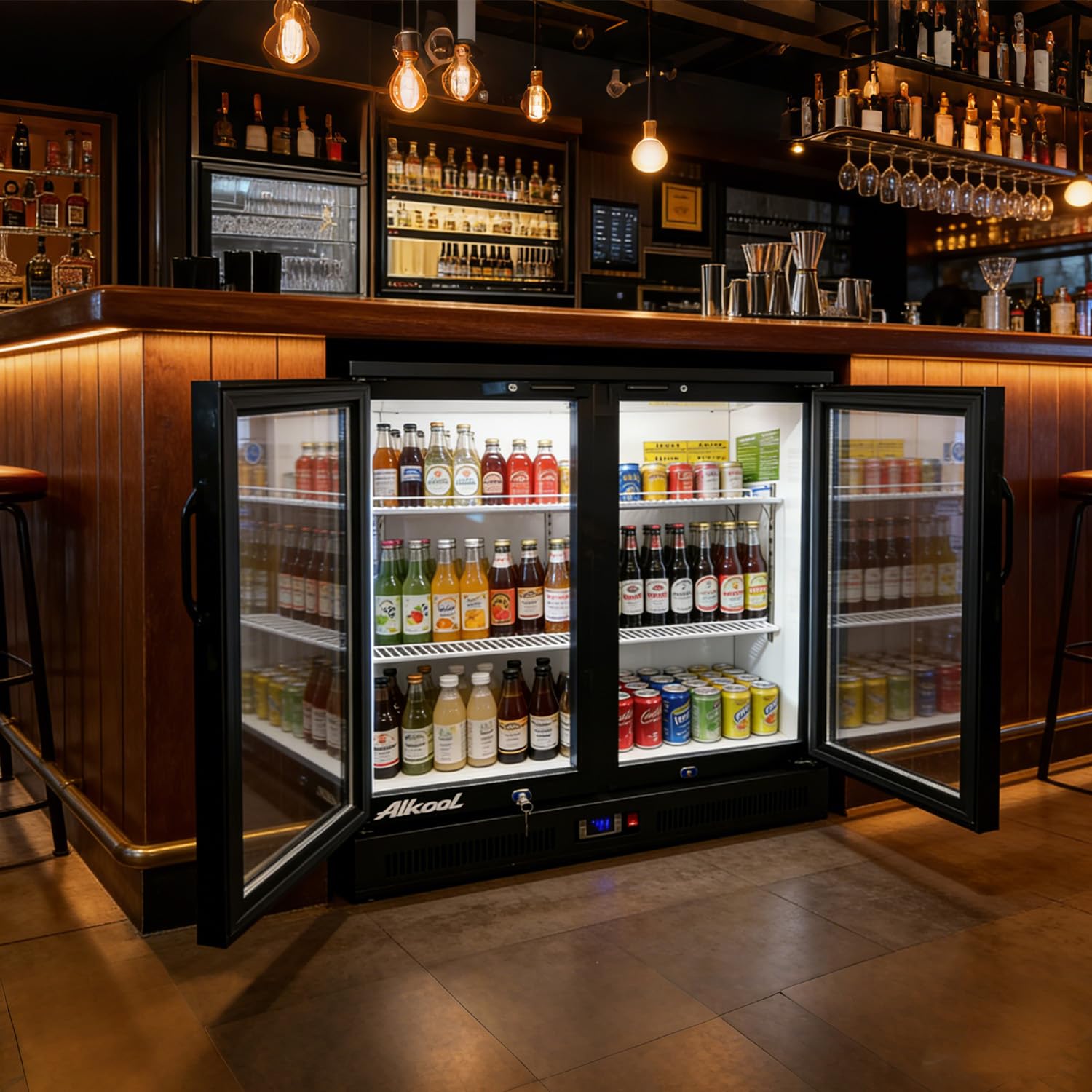 NAFCOOL Back Bar Cooler Fridge,7 Cu Ft Compact Commercial Beer Refrigerator Beverage Undercounter Refrigerator, Display Fridge with LED Light Adjustable Shelves,ETL and NSF Approval,Sliding Door on Fridge.com