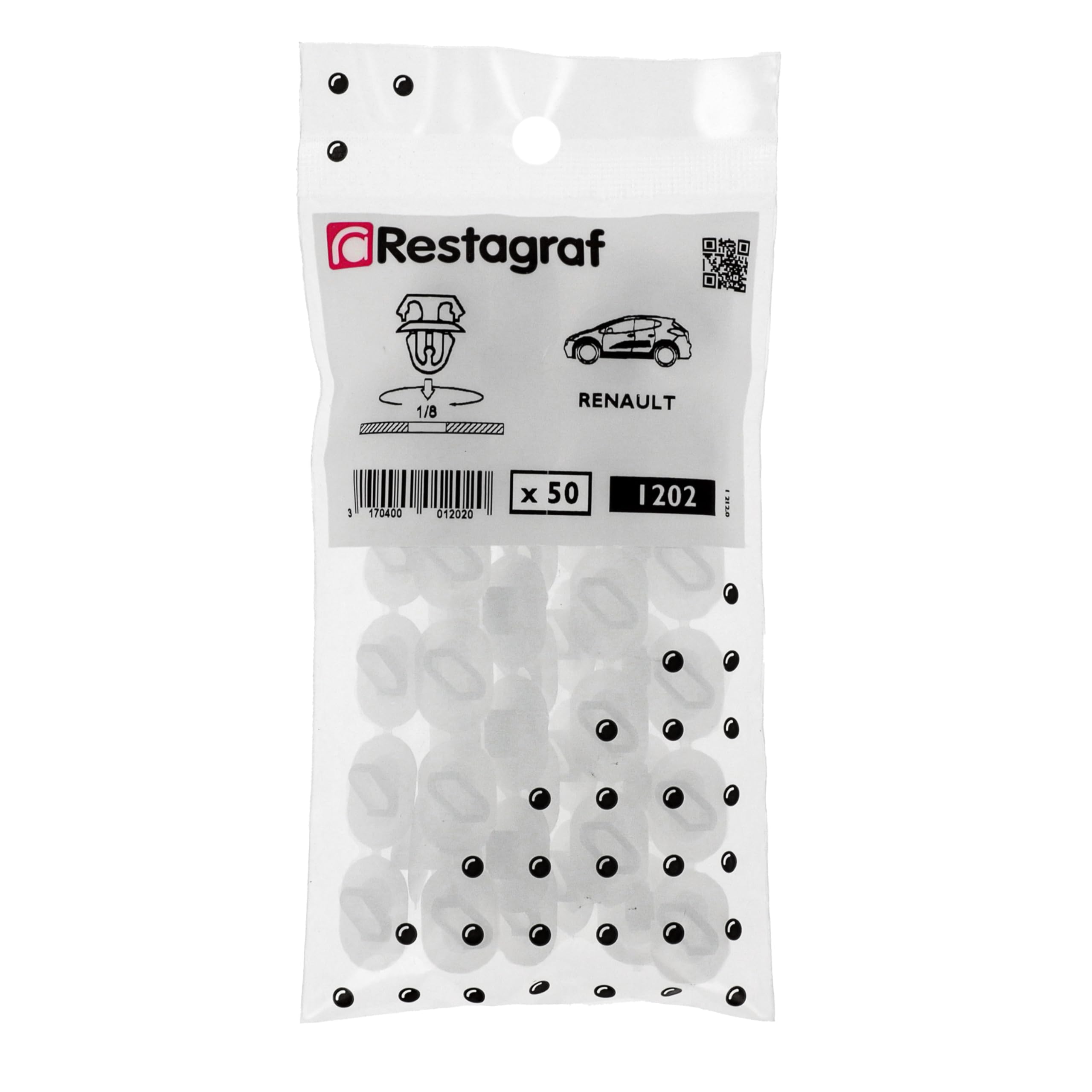 Fixation Carrosserie 10 Fixations Moulure Ceinture De Caisse Restagraf - Compatible Nissan Kubistar/Renault Kangoo - Réf 9980 Agrafe De Moulure Ceinture