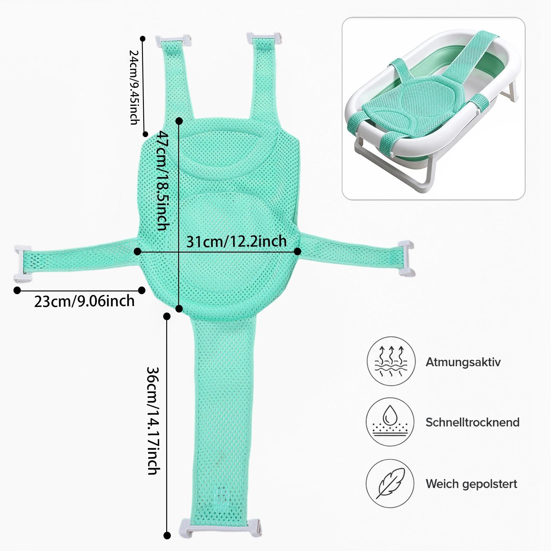 Cojín de Baño para Bebés y Recién Nacidos - Asiento de Bañera con Red de Seguridad