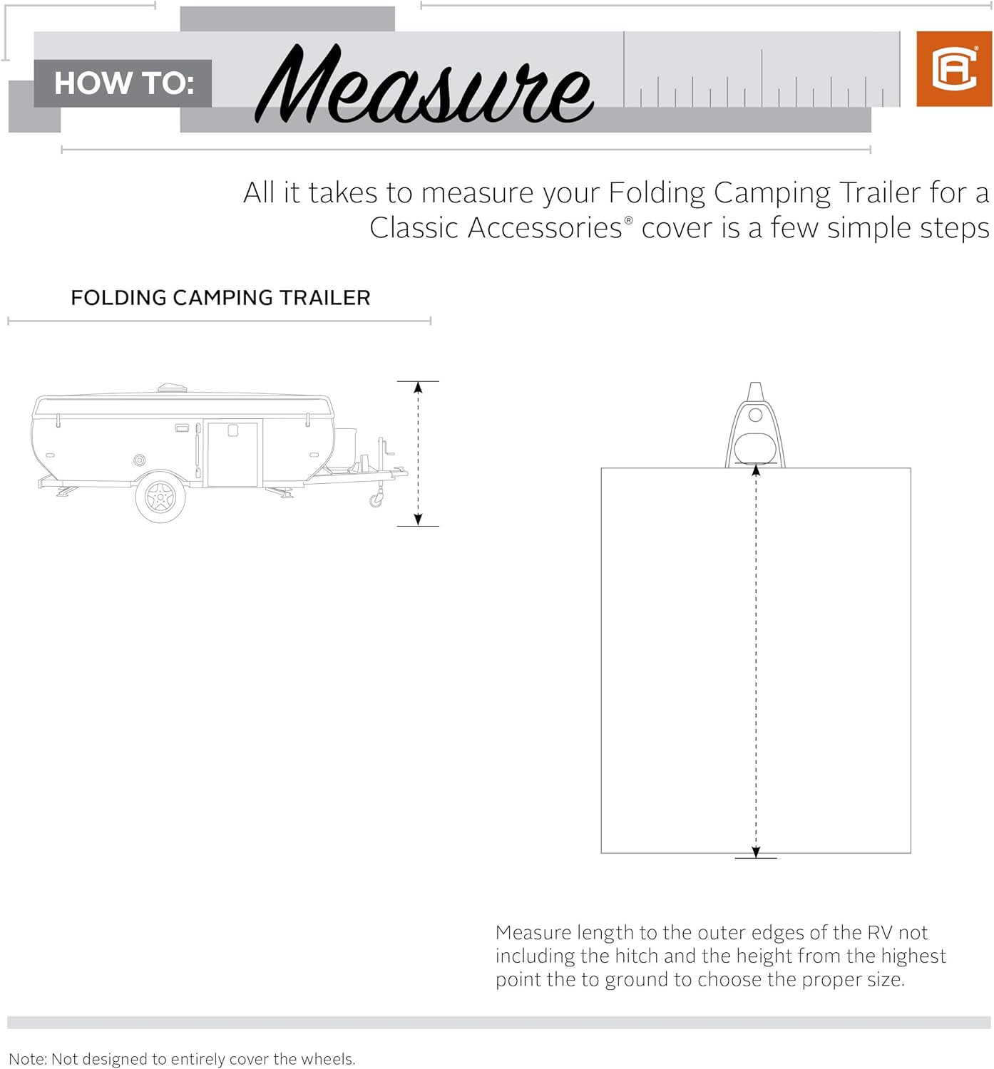 Classic Accessories Over Drive PolyPRO3 Folding Camping Trailer Cover, Fits 8'-10'L, RV Cover, Camper Cover, Travel Trailer Cover