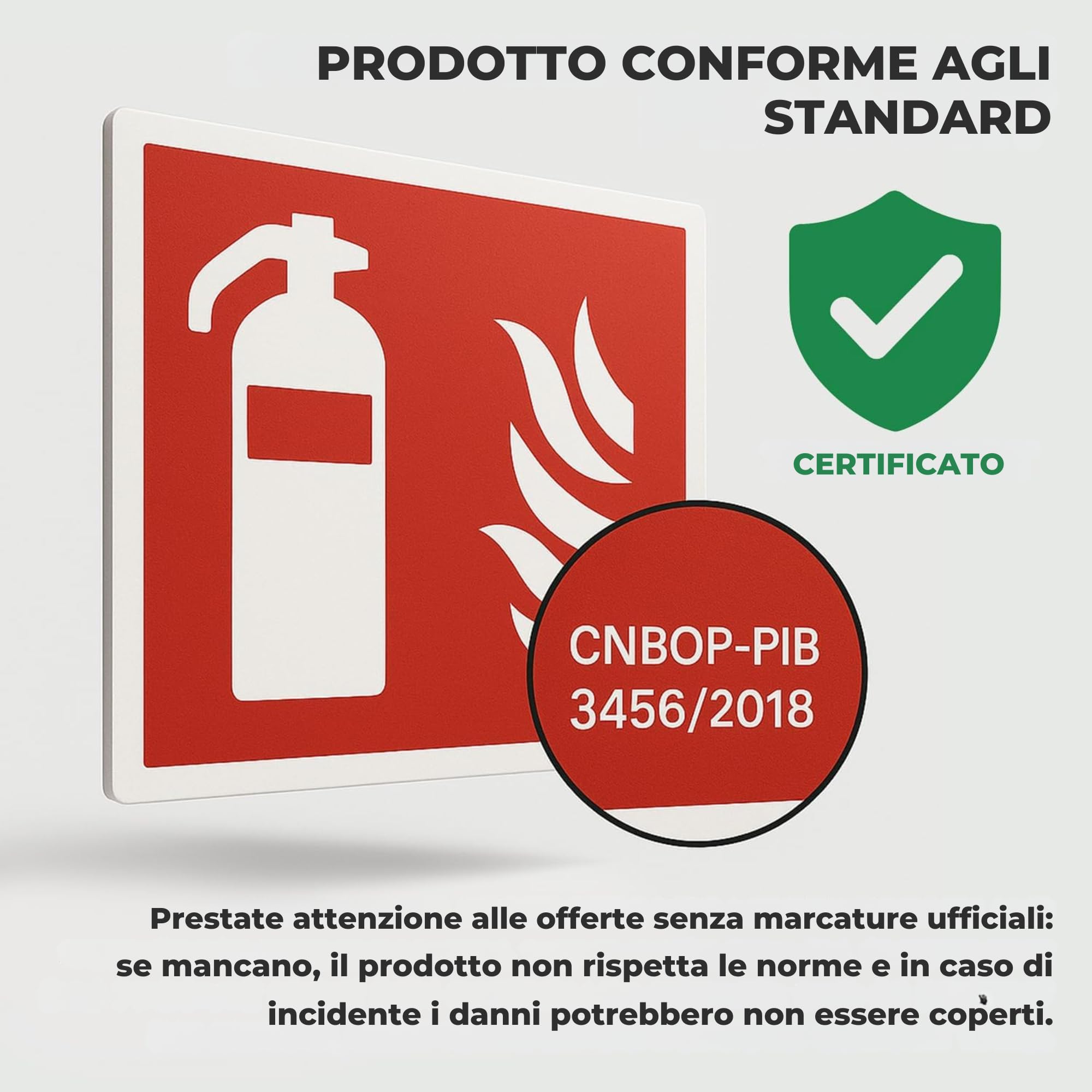 6 pezzi estintore targa retroilluminante, cartello estintore, in PVC, segnale di avviso estintore, adesivo forte, estintore, protezione antincendio, per casa, ufficio e cantieri