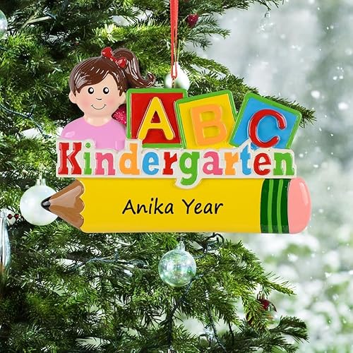Adornos de Navidad personalizados para niñas de jardín de infantes, adorno de jardín de infantes, adorno para árbol de Navidad preescolar 2024, Niña