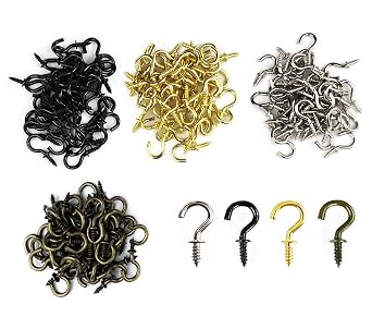 1/2 Small Ceiling Hooks Screw-in Hooks 1/2 Inch Screw Light Hooks DIY Jewelry Hooks 4 Colors 240 Pack