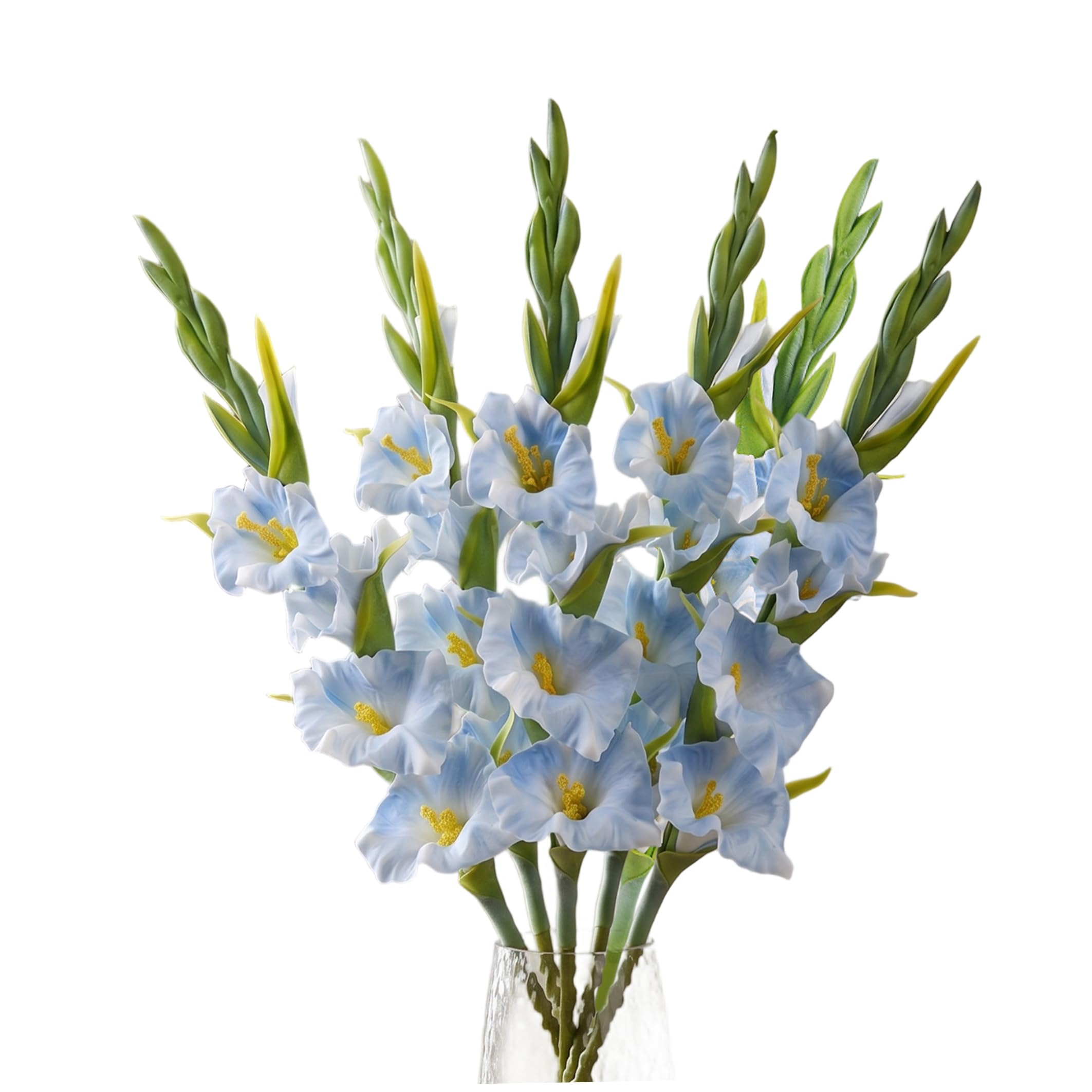 Tsawntd 6PCS Gladiolus Artificial Flowers, 22in Realistic Faux Flowers for Vase, Lifelike Flower Stems for Home Decor, Blue
