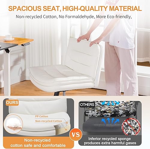 Miniatura 7 de COMHOMA Silla de oficina con patas cruzadas con ruedas, silla de escritorio de oficina sin brazos, sillas modernas para computadora de tocador para