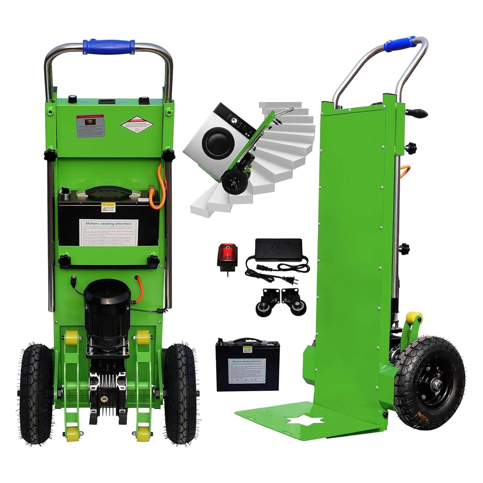 UYSELA Carretilla de Mano Eléctrica de 1500 W con Capacidad de Carga de 400 Kg, Soporta Escaleras y Descensos para el Transporte de Muebles,D
