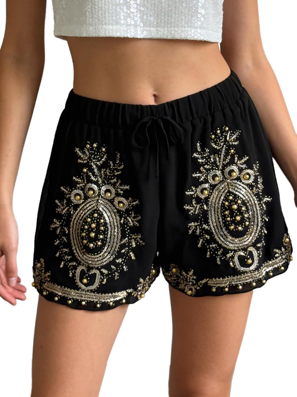 Oyolan Women Rave Bottoms Party Club Booty Shorts Sparkly Going Out Micro Short Music Festival Bodycon Shorts