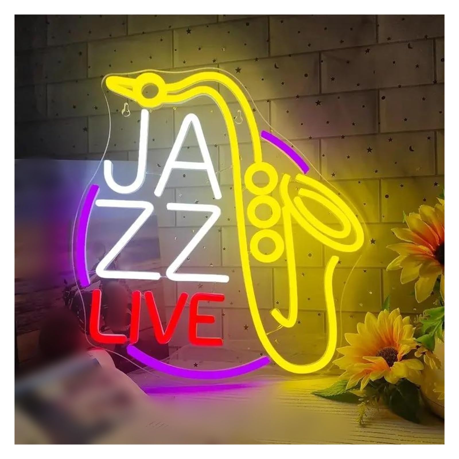 cartelli al neon personalizzati JAZZ LIVE Sassofono Luce Al Neon Dimmerabile Musica Dal Vivo Arte Logo Insegne Decorazione Della Parete Della Stanza Studio Bar Club Party