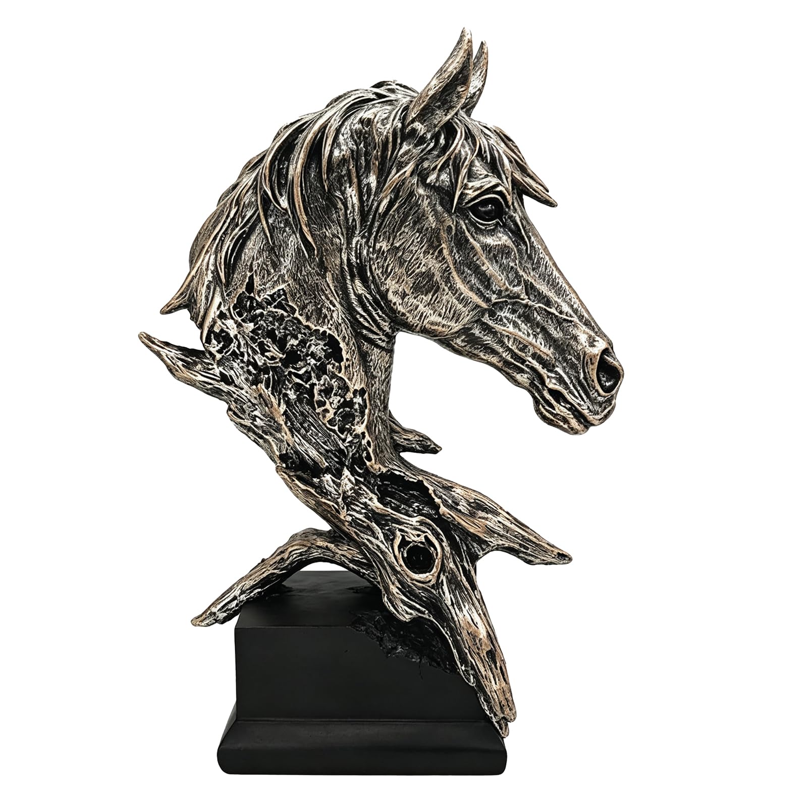 Cryfokt Statua Cavallo Resina Scultura, Finitura Bronzo Vintage, per