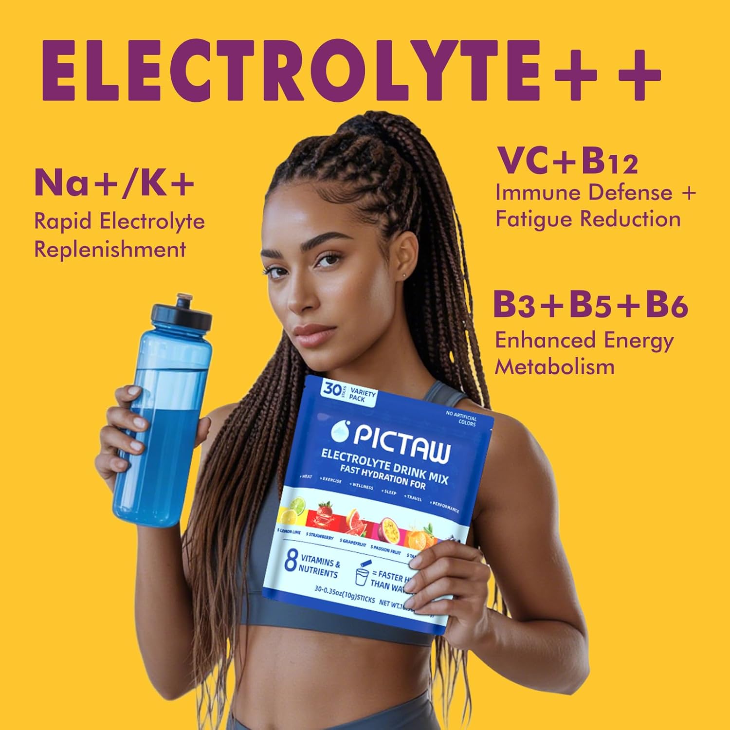 Electrolytes Powder Packets 30 Stickpacks, Variety Pack Hydration Packets,Low Sugar Liquid Daily IV Electrolyte Drink Mix for Instant Hydration Indoor Sport Outdoor Non-GMO 10.58oz