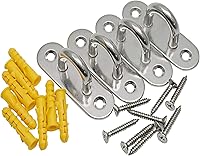 Vista 5 de 4 Pcs 3.1 Inch 304 Stainless Steel Ceiling Hooks Pad Eyes Plate Marine Hardware Hooks with Screws