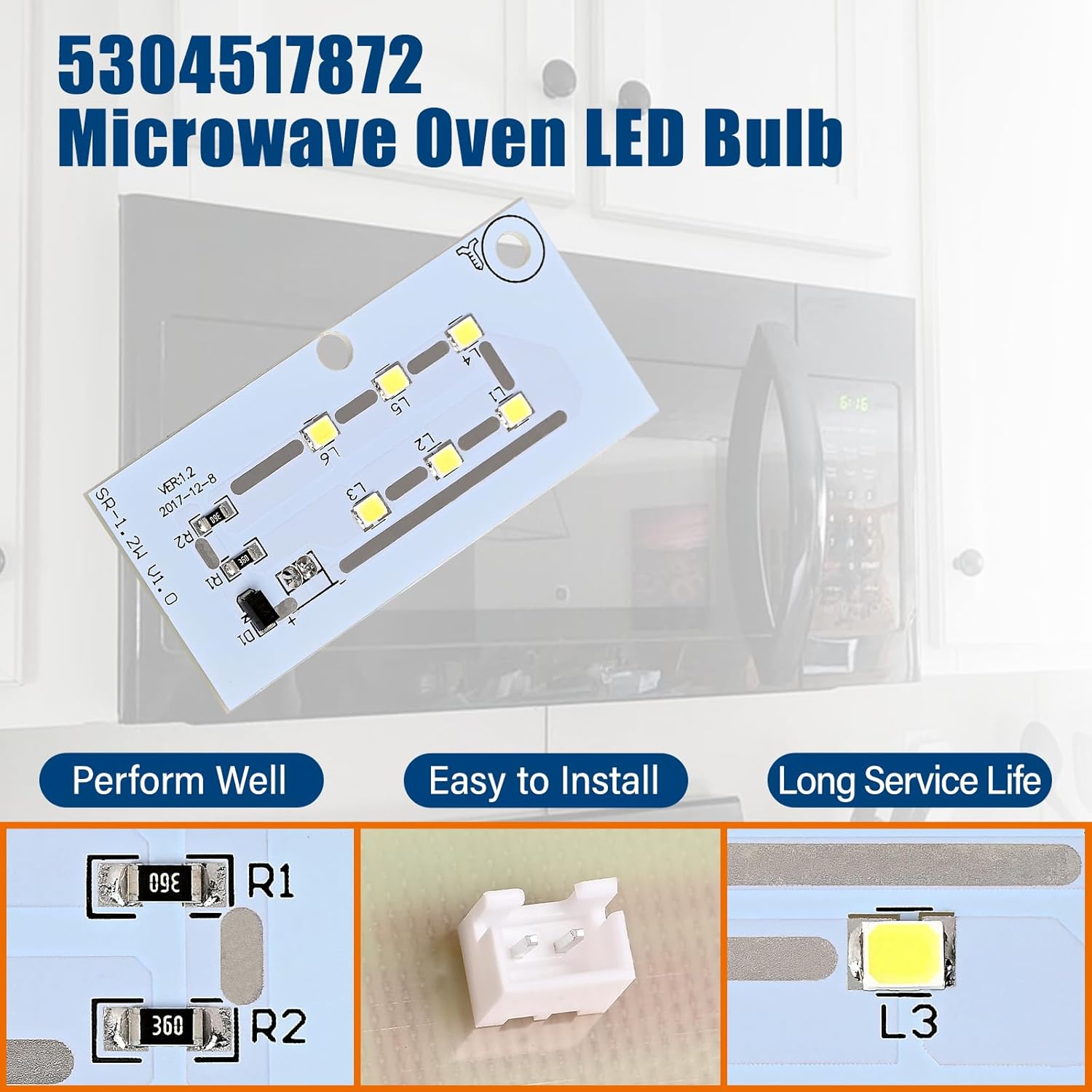5304517872 Microwave LED Lamp 5304499540 5304509445 Light Bulb Over Compatible with Frigidaire, IKEA, Electrolux, Replacement 123462-A0 4920115 AP6809088 PS12585761 EAP12585761
