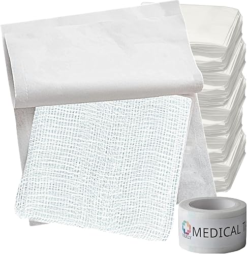 Almohadillas de gasa estériles de 4 x 4 pulgadas, 12 capas, 100 % algodón, altamente absorbentes, 100 % algodón, 4 x 4 pulgadas, para el cuidado de