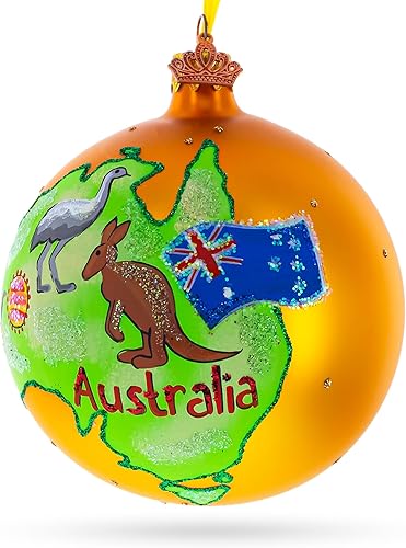 Miniatura 2 de Viaje a Australia bola de cristal adorno de Navidad 4 pulgadas