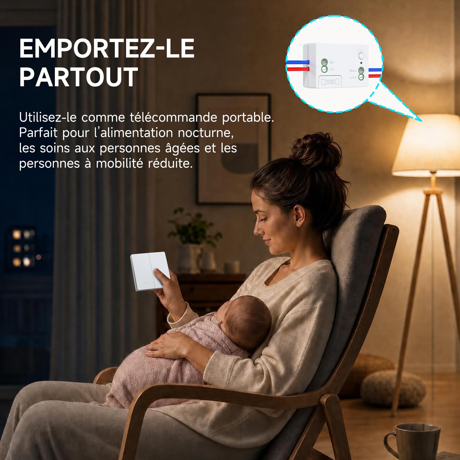 Kit d'interrupteur sans fil cinétique sans piles interrupteur auto-alimenté interrupteurs sans fil quinétique sans pile télécommande radio interrupteur d'éclairage sans fil RF (EU 2Gang 2V2 White)