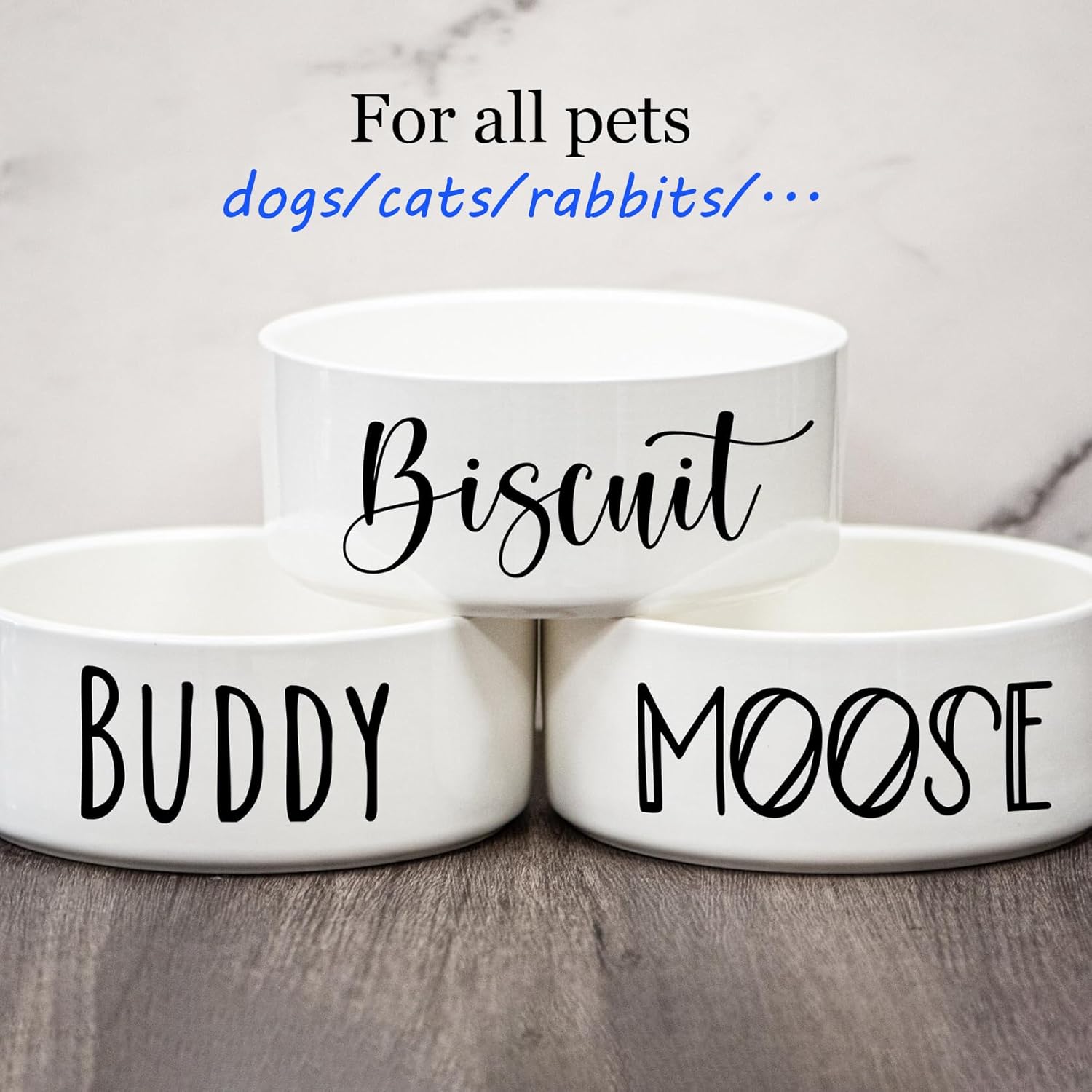 GUANKE Personalized Ceramic Pet Bowls, Custom Small Medium Large Dog Food Dishes, Puppy Cat Rabbit Water Bowl, Custom Name, S/M/L Size for All Pets