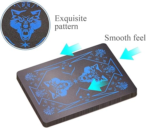 Vista 9 de ACELION Cartas de juego impermeables, cartas de plástico, baraja de cartas, tarjetas de póquer de regalo (negro)