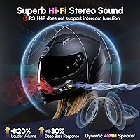 Vista 2 de Moman H4Plus - Casco de motocicleta de un solo uso, casco inalámbrico con asistente de voz AI, resistente al agua, IPX6, cancelación de ruido, casco