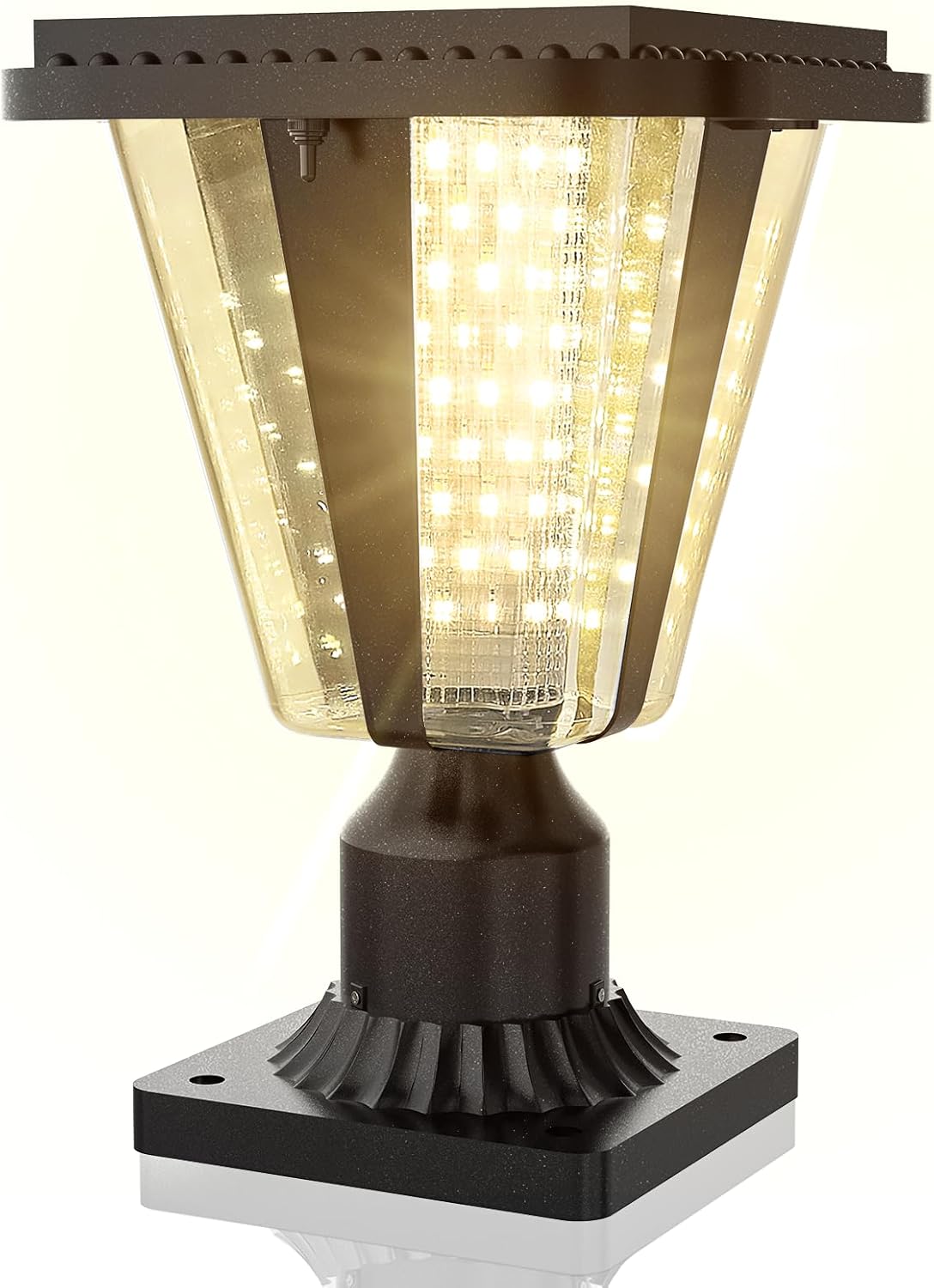 Lovus Solar Post Light Fixtures 160LM, Dusk to Dawn LED 3000k Solar Post Lamp with Pier Mount Base, IP65 Waterproof Mailbox Light for Landscape, Pathway, Patio, Warm Light 3000K-1Pack