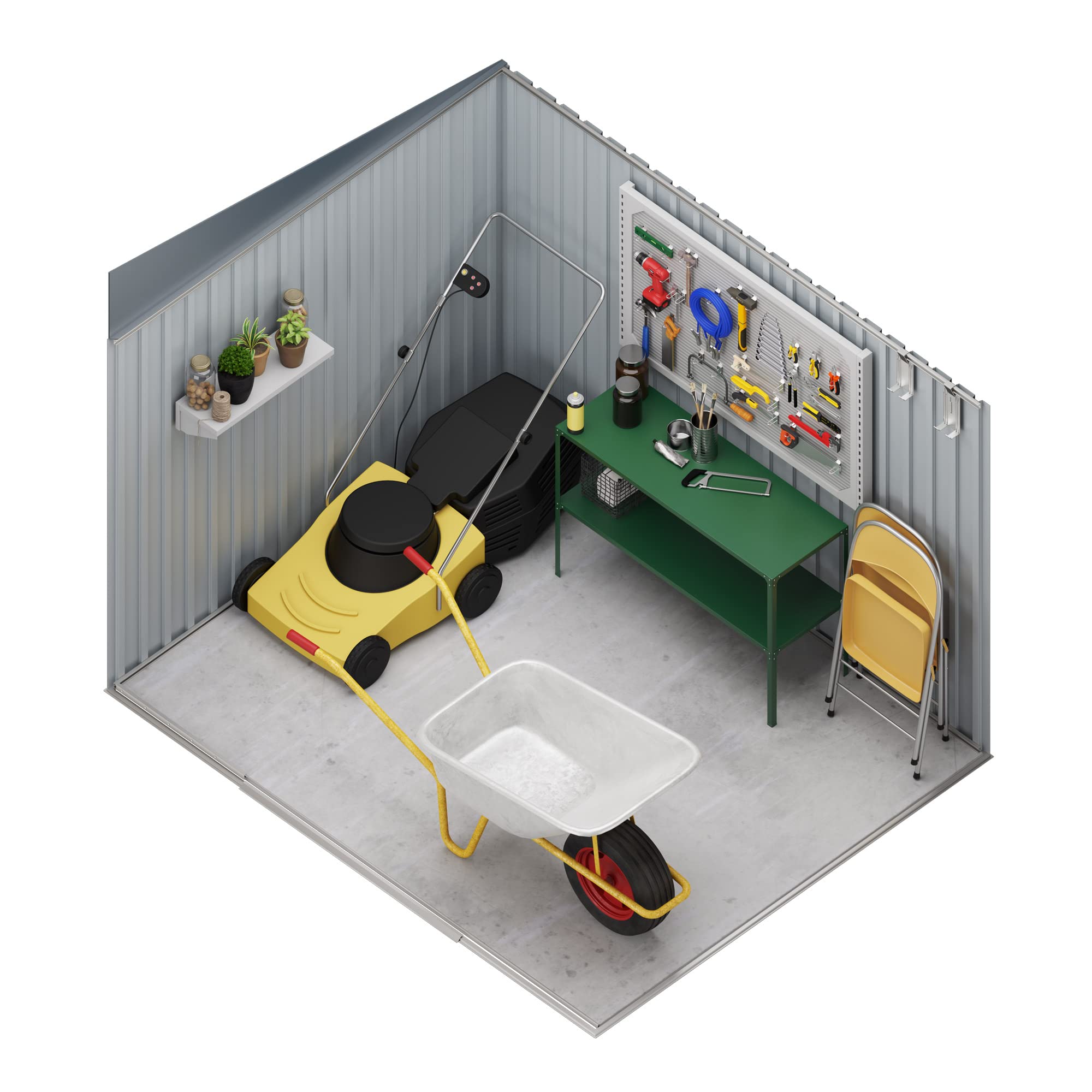 Wasabi - Gartenhaus Metall 4,6m2 Stark – 238 x 193 x 203cm - Oberlicht - Doppelte Schiebetür – Anthrazitgrau – Geräteschuppen XL – Gerätehaus Outdoor Wetterfest
