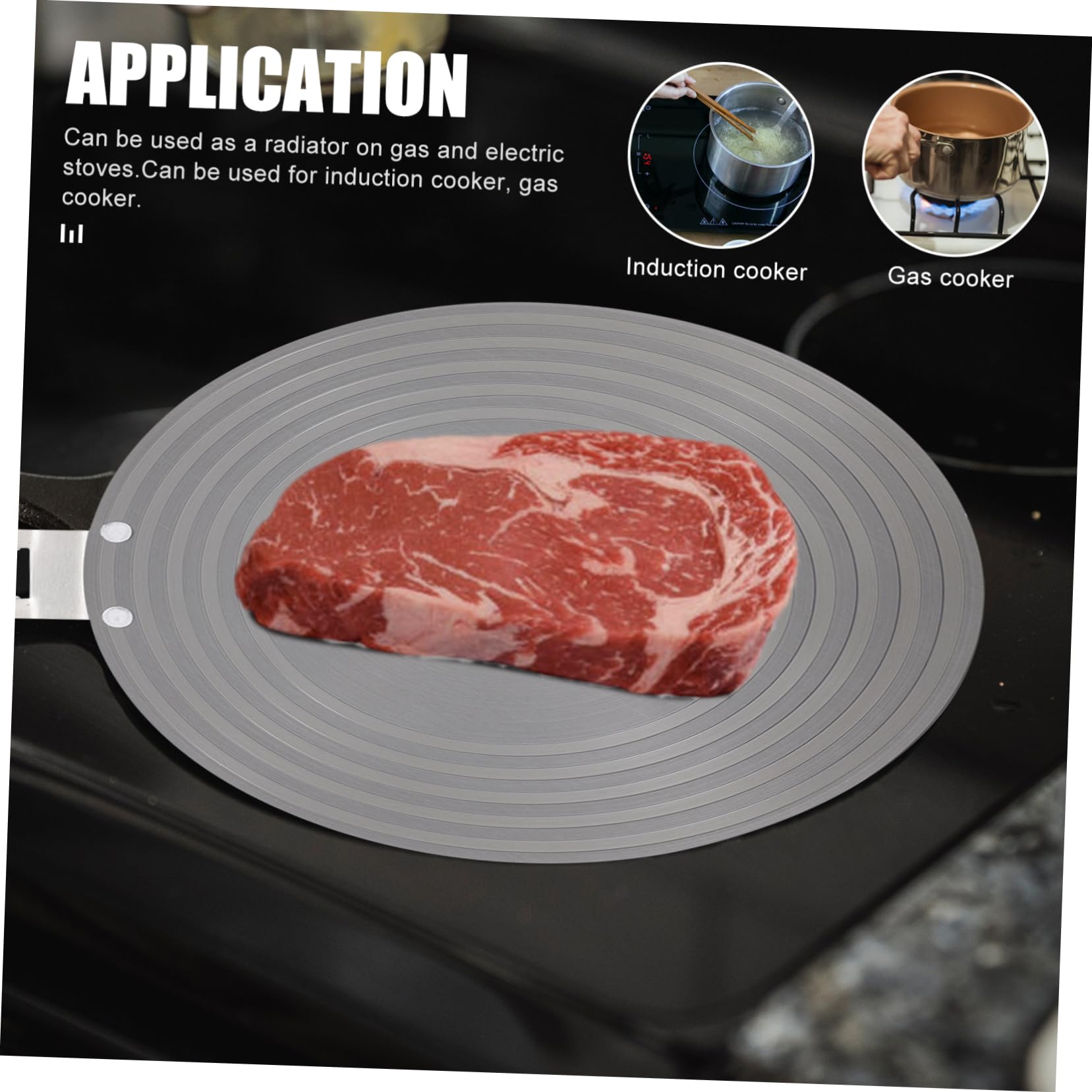 Mikinona Placa de Conducción de Calor de Aluminio con Asa, para Estufa de Gas, Calentamiento Uniforme y Diseño de Tirador, Cocina