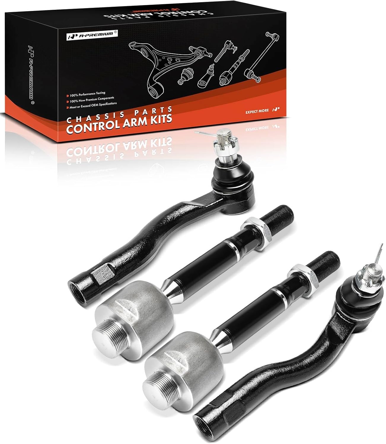 A-Premium Front Inner and Outer Tie Rod End Kit for Toyota Tundra / Sequoia