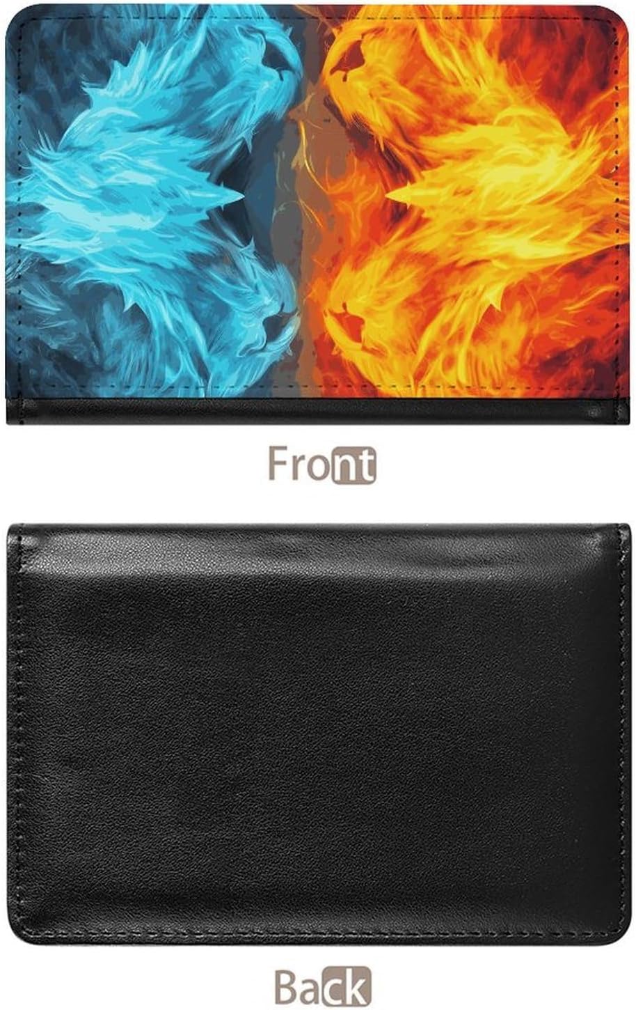 Cute Passport Holder for Travel,Personalized Multi-Functional Passport Cover with Card Slots,Slim Fire Vs Ice Art Printed Passport Wallet for Women Men