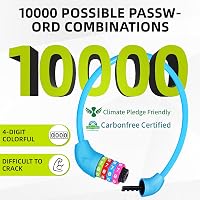 SPGOOD Gyerek Kerékpár Zár Számkombinációs Kábel 65cm Lopásvédelem Fiúk Lányok Bicikli Kék PVC Bevonatos Acél 2