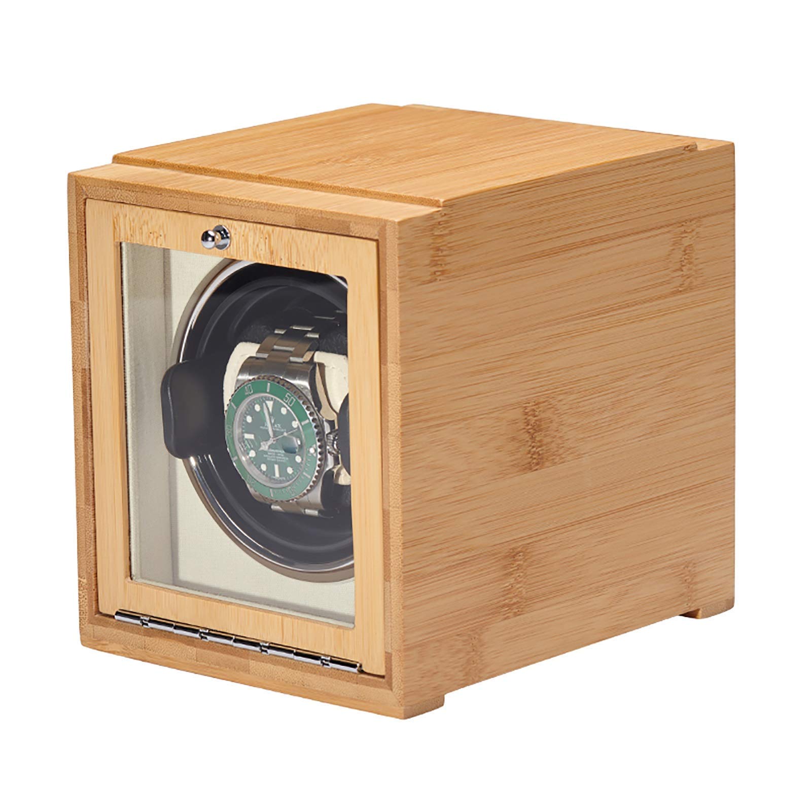 WMYYZYQ Watch Winder Watch Winders Bamboo Watch Shaker Single Watch Winder Mechanical Watch Automatic Winding Box Dual-Power Household Watch Watch Winder,Beige-A