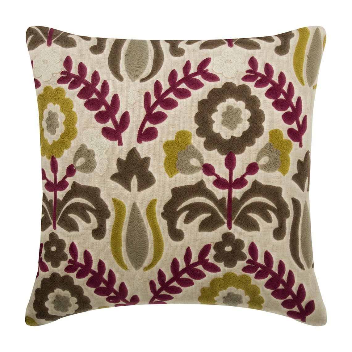 Fabric Mart Direct Pillow Covers With Zippers, Beige & Multi 14"x14" (35x35 cm) Pillowcase With Zipper, Linen Embroidery Cushion Cover Couch, Nature & Floral Pattern, Contemporary Easter - Folk Art — image 1