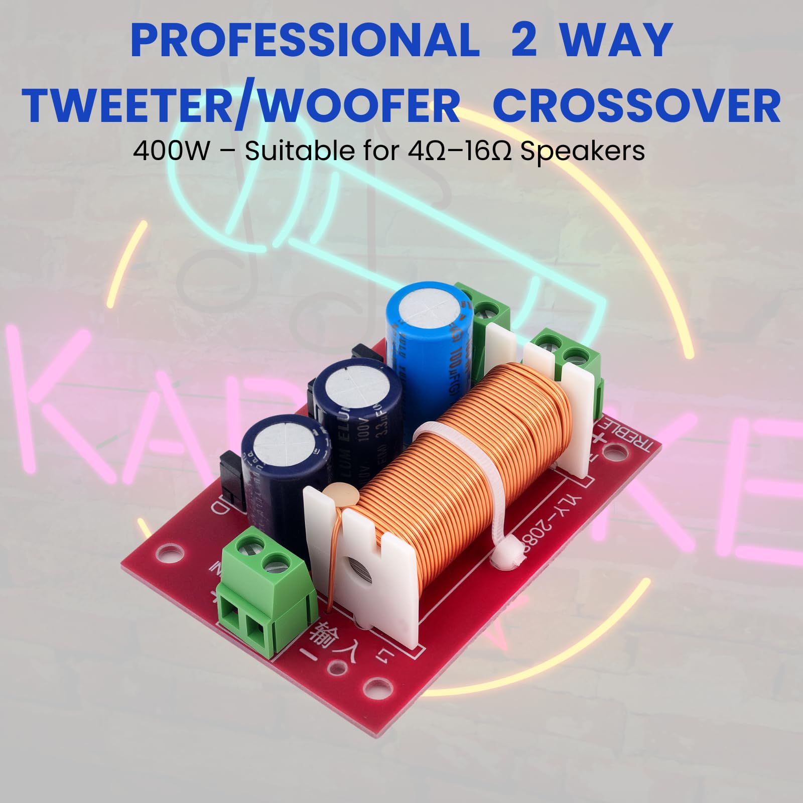 400W Regulowany głośnik filtr przepustowy 2-drożny filtr wysoko-/niskiego przepustu Profesjonalny filtr sygnału audio dla głośników 4Ω-16Ω