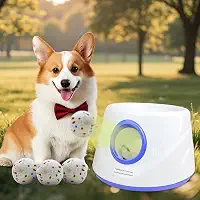 MEKAPLE Lançador automático de bolas para cães, lançador de bolas interativo atualizado para cães pequenos, brinquedos estimulantes mentais ajustáveis à distância com 4 bolas Etpu duráveis de 5 cm