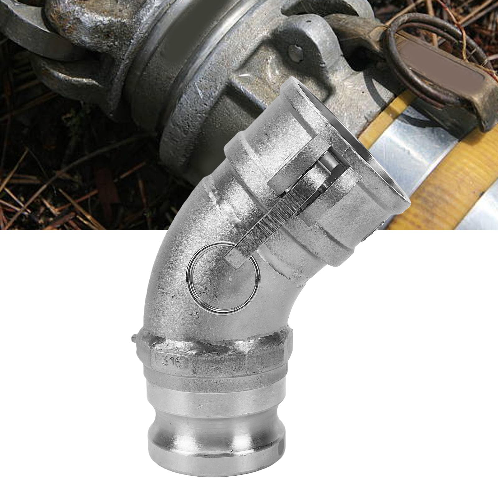Accesorio de Manguera DA Camlock, Codo de 45 Grados, Rosca Hembra de 2,5 Pulgadas X Rosca Macho de 2,5 Pulgadas, Construcción de Aleación de Aluminio, para Riego Agrícola con