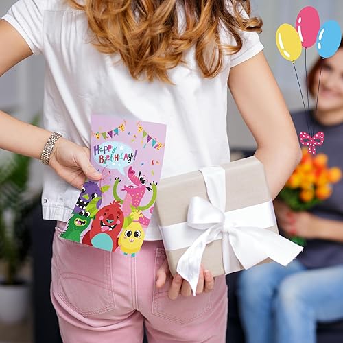 Miniatura 6 de Harloon Paquete de 200 tarjetas únicas de feliz cumpleaños surtido con sobres y calcomanías en blanco, 4 x 6 pulgadas, estilo de dibujos animados